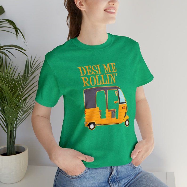 Light Green "Desi Me Rollin'" Auto Rickshaw Graphic T-shirt