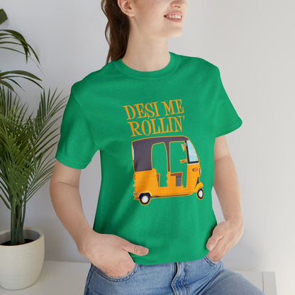 Light Green "Desi Me Rollin'" Auto Rickshaw Graphic T-shirt