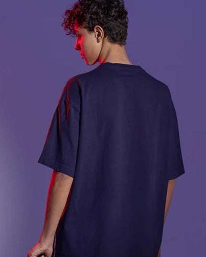 Back side Men_Solid_Round_Neck_Pure_Cotton_Black_T-Shirt back view