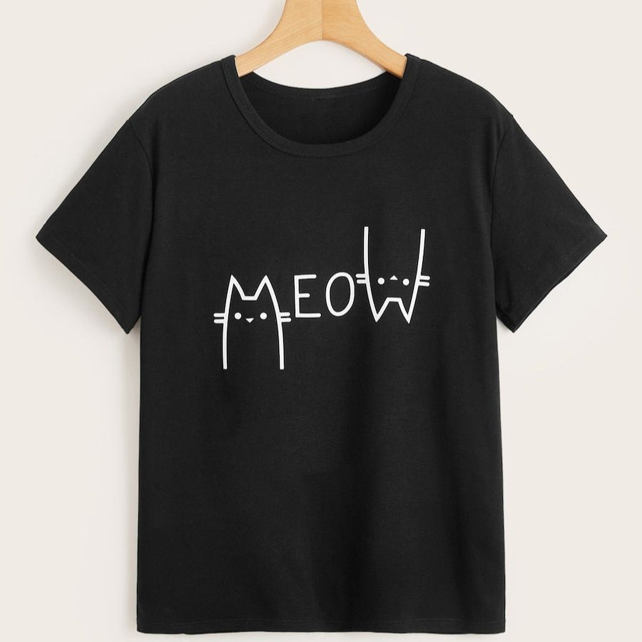 "Meow" graphic t-shirt features a distinctive, high-quality print on premium fabric, showcasing our commitment to exceptional design and material excellence.
