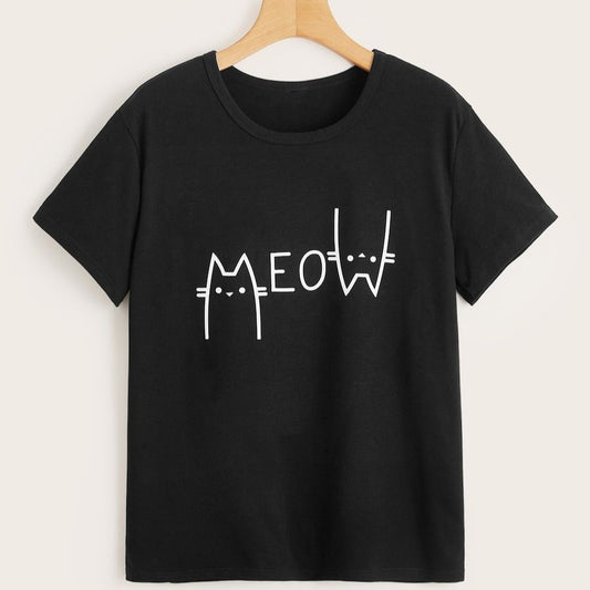 "Meow" graphic t-shirt features a distinctive, high-quality print on premium fabric, showcasing our commitment to exceptional design and material excellence.