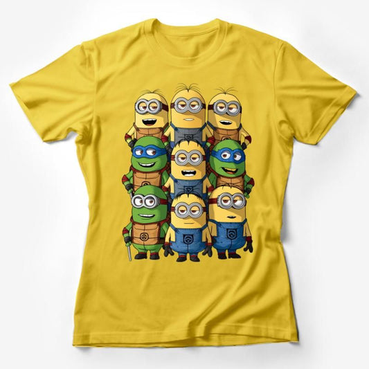 Yellow t-shirt with Minions dressed as Teenage Mutant Ninja Turtles cartoon graphic.