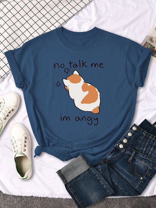 "No Talk Me Angy" t-shirt features a distinctive, high-quality print on premium fabric, showcasing our commitment to exceptional design and material excellence.