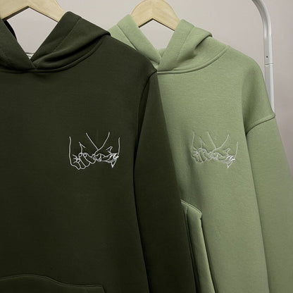 Olive & Light Green Promise Bond Couple Hoodies