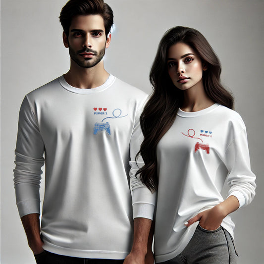 Player 1 & Player 2 Loving And Gaming Console Gamer Couple Sweatshirt