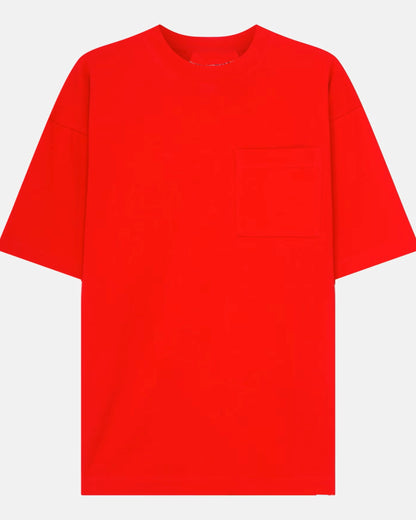 Pocket Bright Red Oversize T-Shirt Front