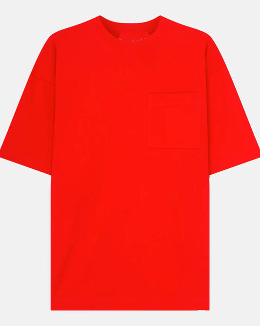 Pocket Bright Red Oversize T-Shirt Front