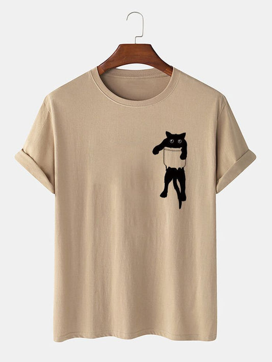 "Pocket Cat" t-shirt features a distinctive, high-quality print on premium fabric, showcasing our commitment to exceptional design and material excellence.