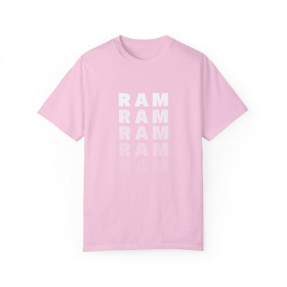 "RAM RAM RAM" Repeated Text Comfort in Light Pink Color Unisex T-Shirt