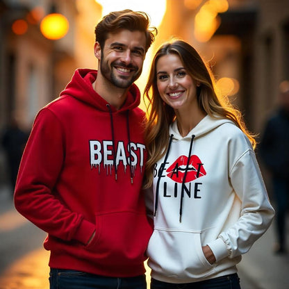 Red Beast & White Beauty Couple Hoodies