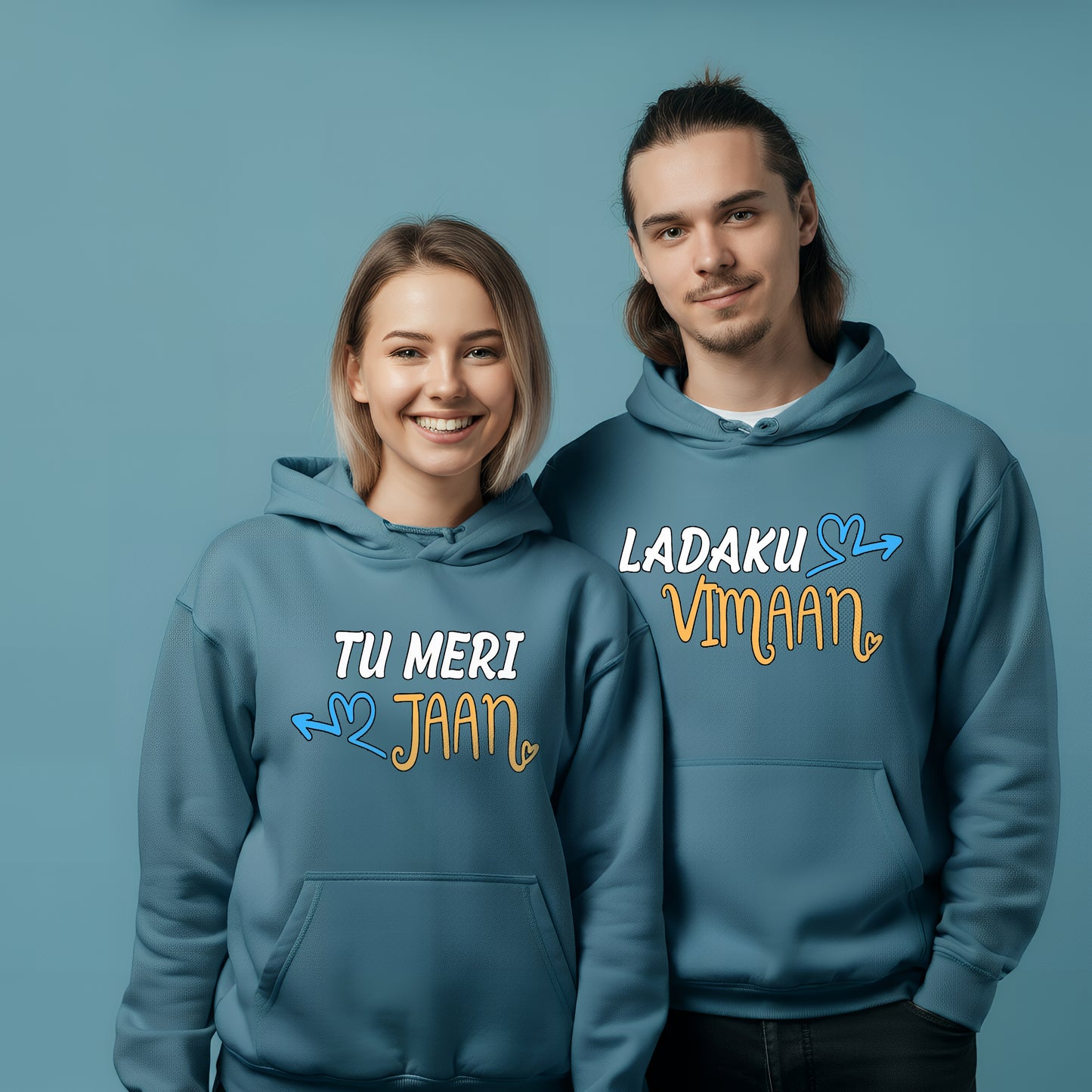 Ladaku Vimaan & Tu Meri Jaan Funny Couple Hoodies