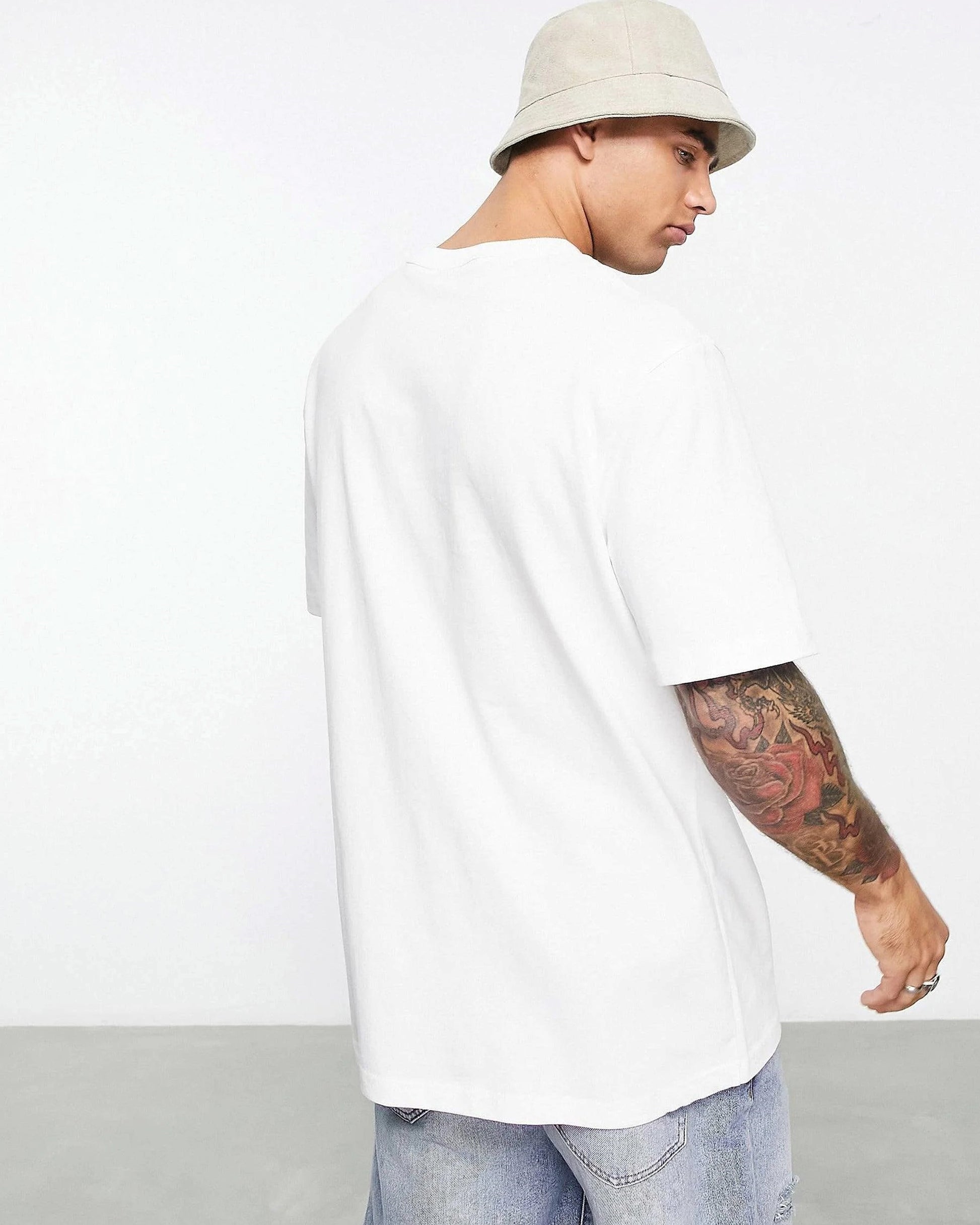 Side View of Plain White Oversize T-Shirt