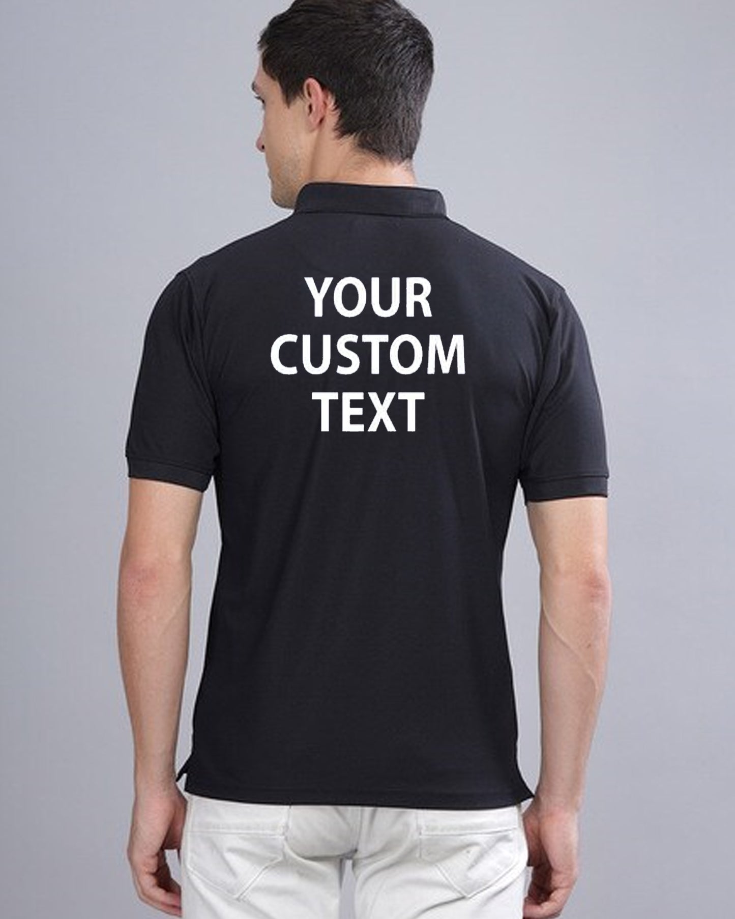 Stylish_Man_in_Black_Polo_T-Shirt_with_Your_Design_Here_Text_backside_view