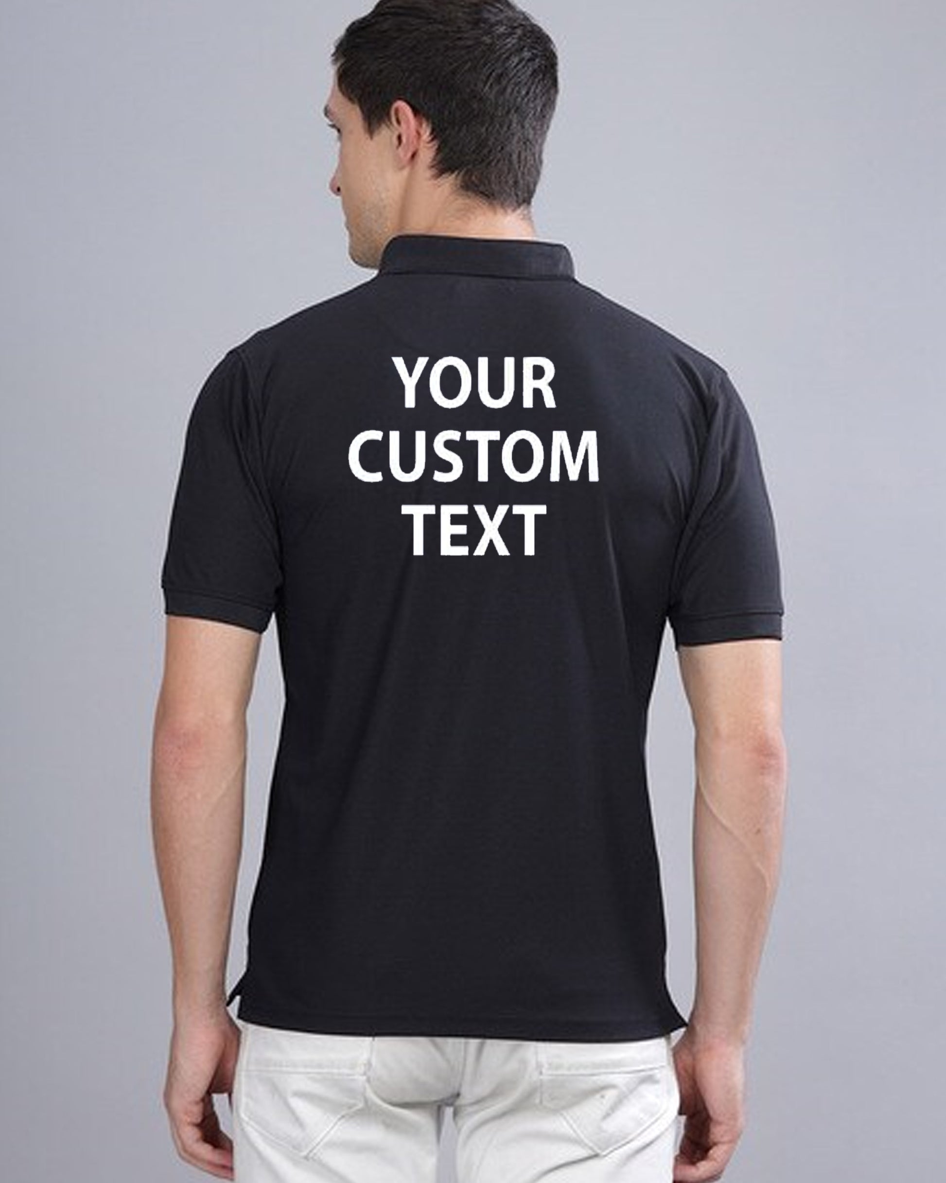 Stylish_Man_in_Black_Polo_T-Shirt_with_Your_Design_Here_Text_backside_view