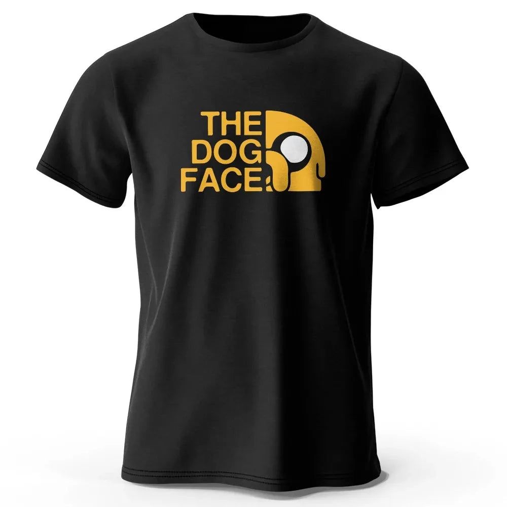  Black t-shirt with a yellow graphic of Jake from Adventure Time and the text "THE DOG FACE".