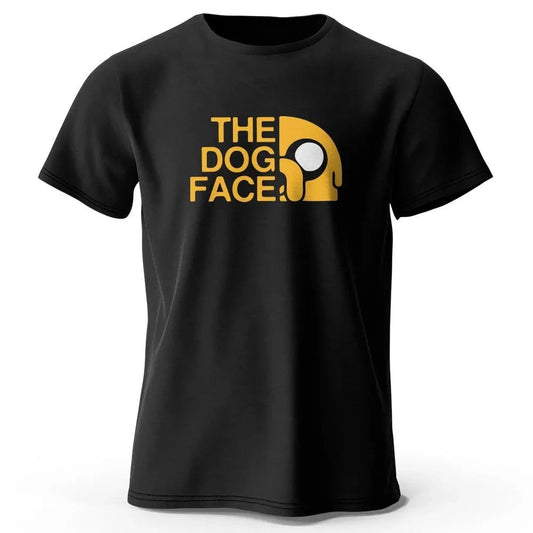  Black t-shirt with a yellow graphic of Jake from Adventure Time and the text "THE DOG FACE".
