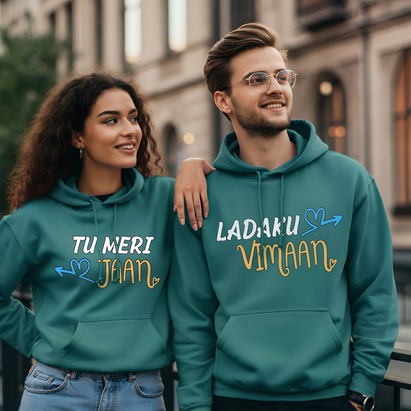 Ladaku Vimaan & Tu Meri Jaan Funny Couple Hoodies