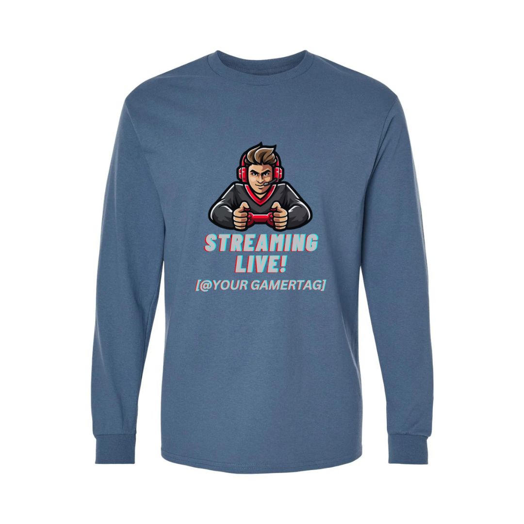 🎮 Streaming Live Long Sleeve Tee – Custom Gamertag Edition