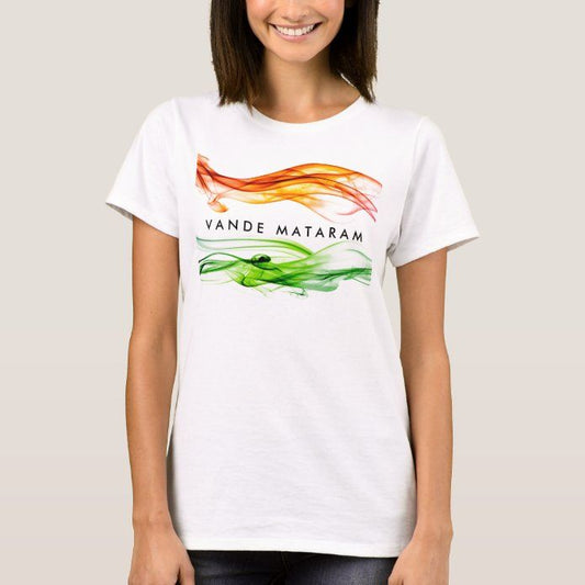 "Vande Mataram" abstract India t-shirt features a contemporary, high-quality print on quality fabric, showcasing our commitment to unique design.