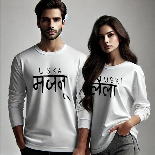 Uski Laila & Uska Majnu Long Sleeve Couple T-Shirts