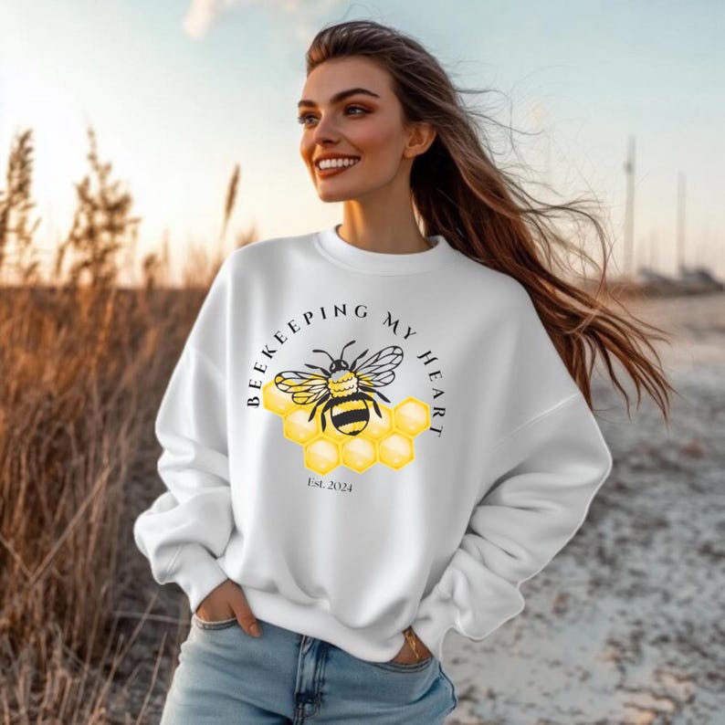 White "Hive Always Loved You" Bee Graphic Sweatshirt