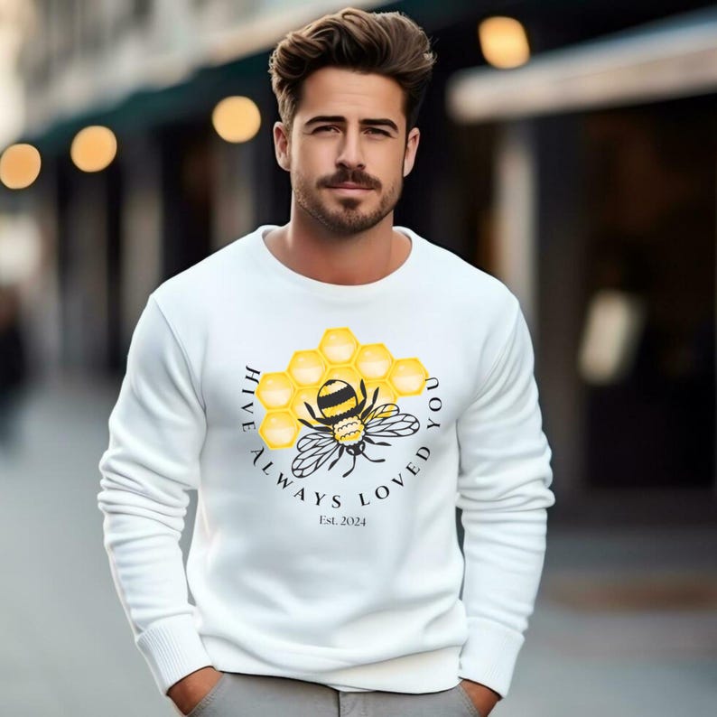 White Man "Hive Always Loved You" Bee Graphic Sweatshirt