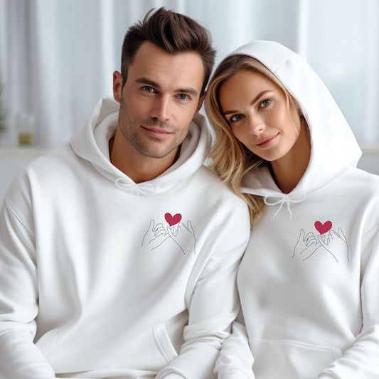 White Promise of Love Forever Couple Hoodies
