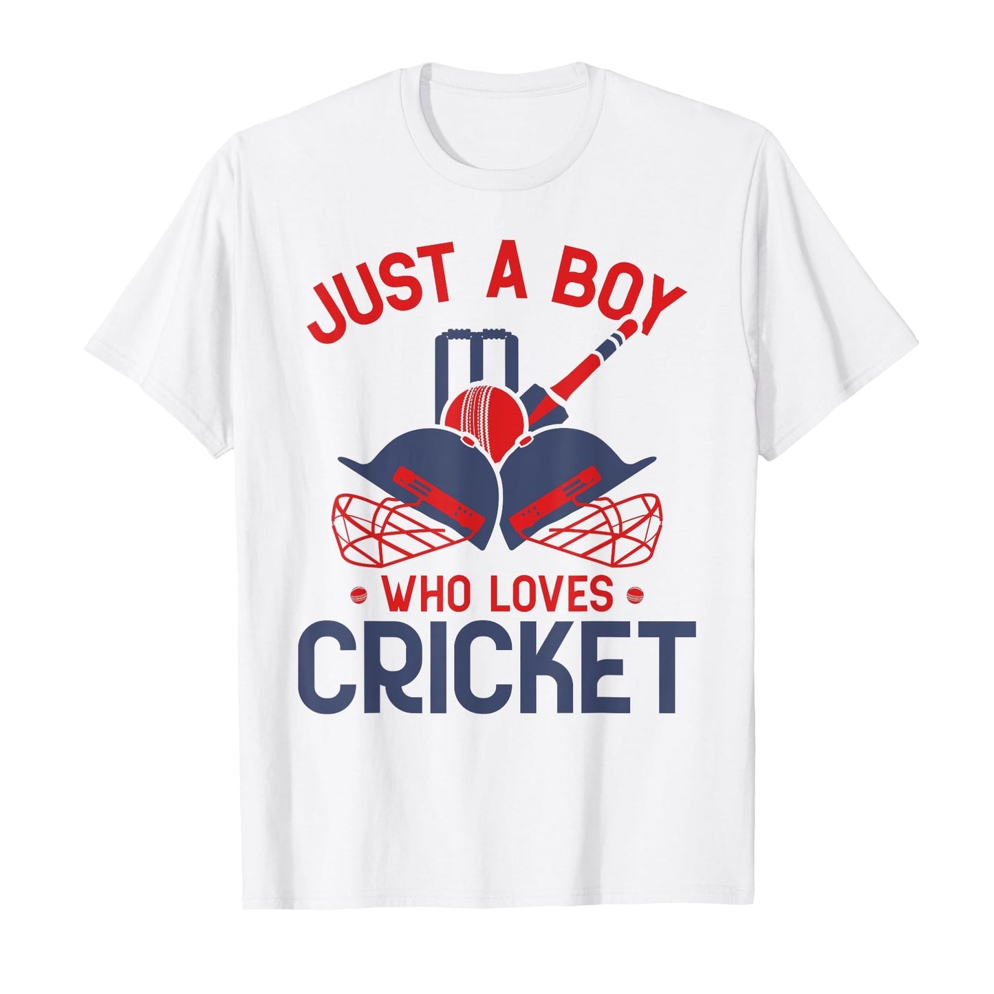 White T-Shirt Print of Just A Boy Who Loves Cricket.