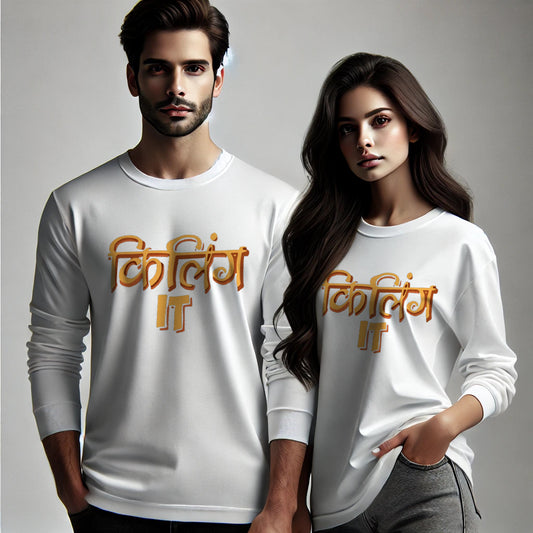 Killing It Funny Long Sleeve Couple T-Shirts