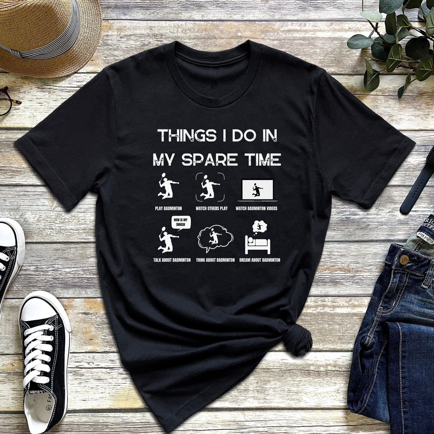 Badminton Spare Time Funny Sport Activities T-Shirt