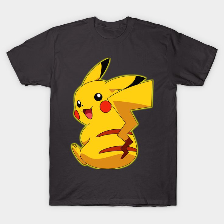 Backside Smiling Pikachu Print in Black T-Shirt