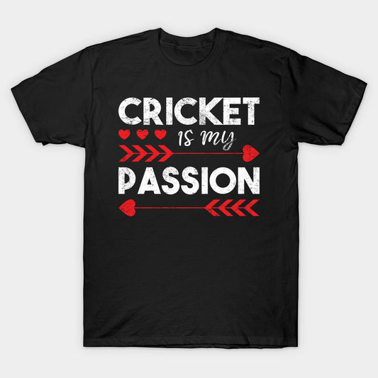 Black T-Shirt Printed - Cricket is My Passion.