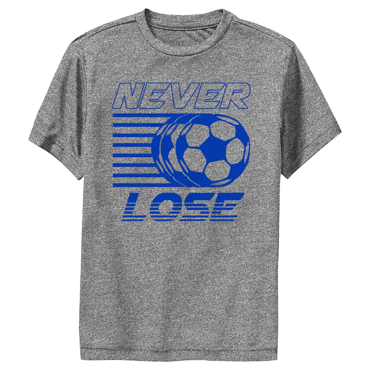 Never Lose Quote Football Style in Grey T-Shirt