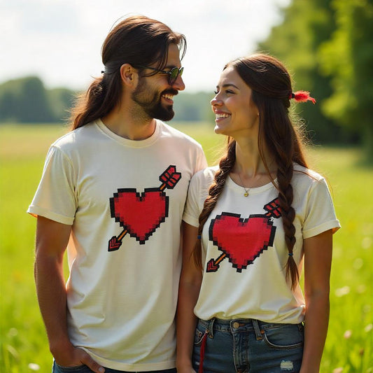 Customised Heart Theme T-Shirts for Couple