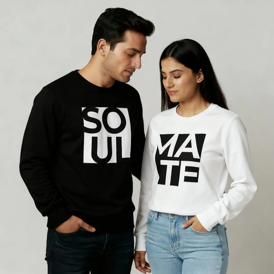 DivviK Soulmate Couple Sweatshirts | Matching Round Neck Sweatshirts for Him & Her