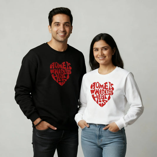 DivviK Couple Sweatshirts | Home Is Where the Heart Is Matching Sweatshirts for Him & Her