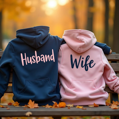 Customised Husband & Wife Print Couple Hoodies