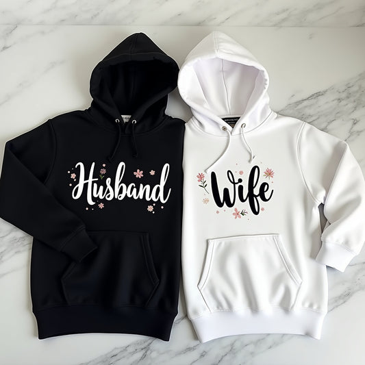 Customised Husband & Wife Print Couple Hoodies