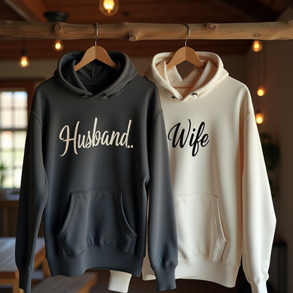 Customised Husband & Wife Print Couple Hoodies
