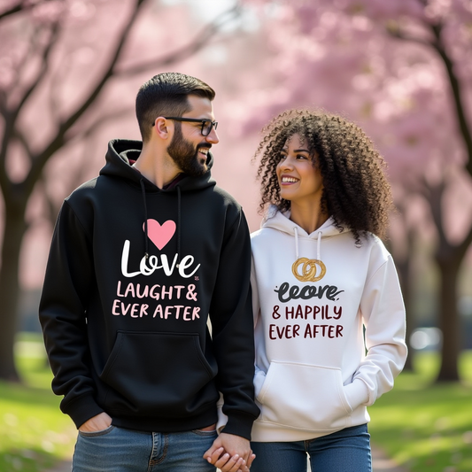 Love & Laugh & Ever After Theme Couple Hoodies