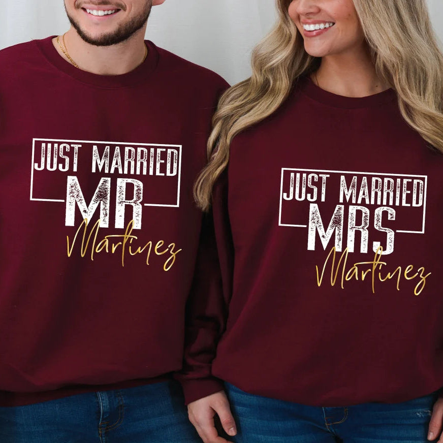 Just Married Matching Sweatshirts For Couple