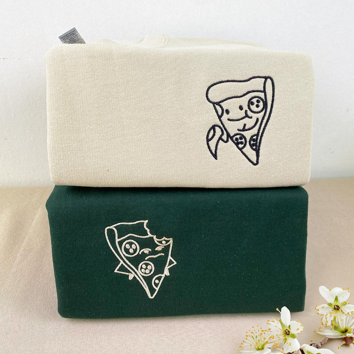 Funny Pizza Slice Theme Couple Long T-Shirts