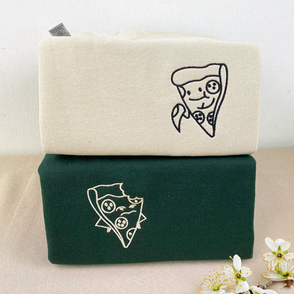 Funny Pizza Slice Theme Couple Long T-Shirts