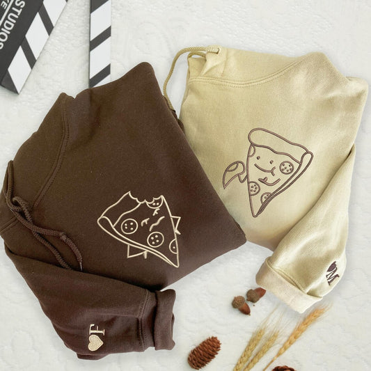 Funny Pizza Slice Theme Couple Long T-Shirts