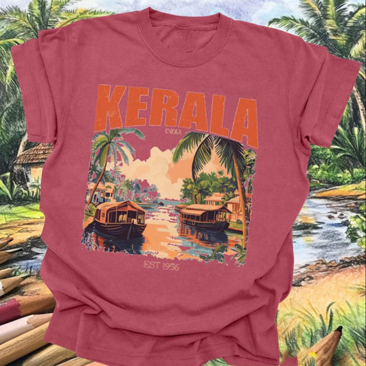 Kerala Backwaters Vintage T-Shirt – Serene Houseboat Getaway