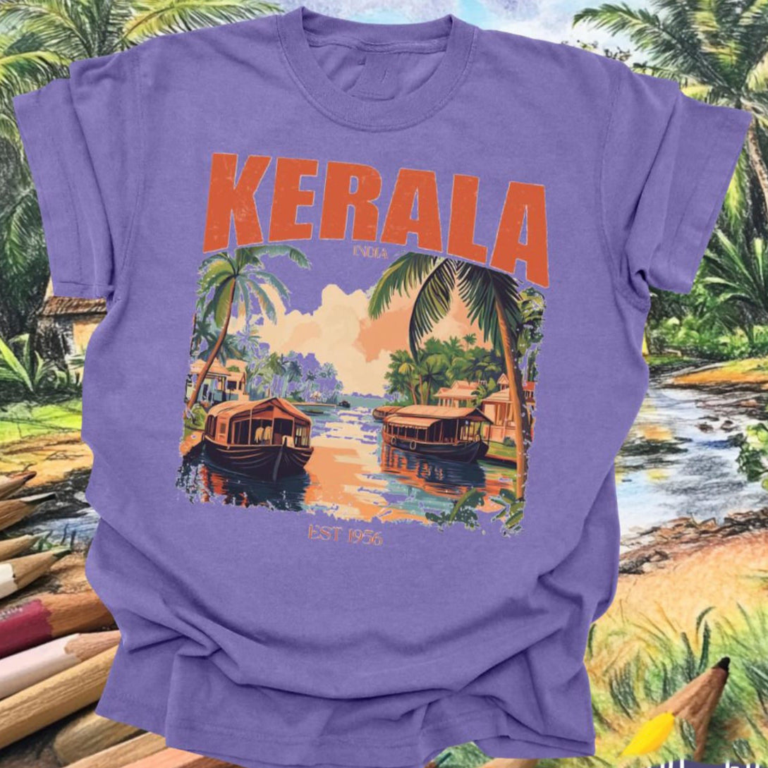 Kerala Backwaters Vintage T-Shirt – Serene Houseboat Getaway