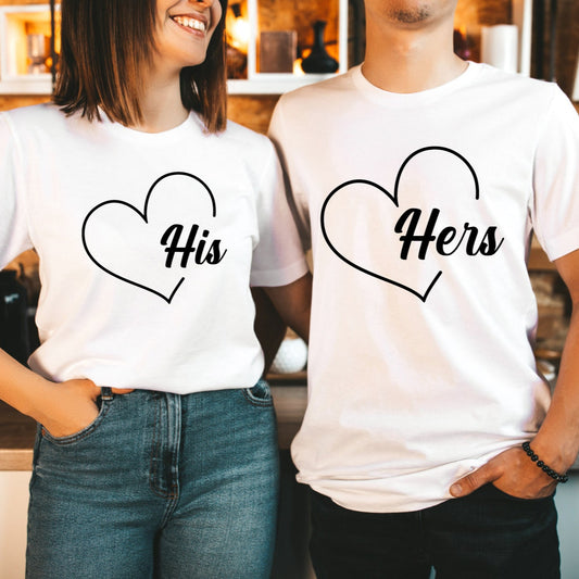 Customised His Hers Themed Couple T-Shirts