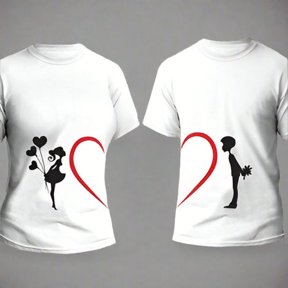 Matching Heart T-Shirts For Couple
