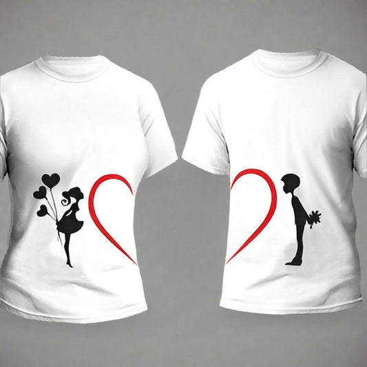 Matching Heart T-Shirts For Couple