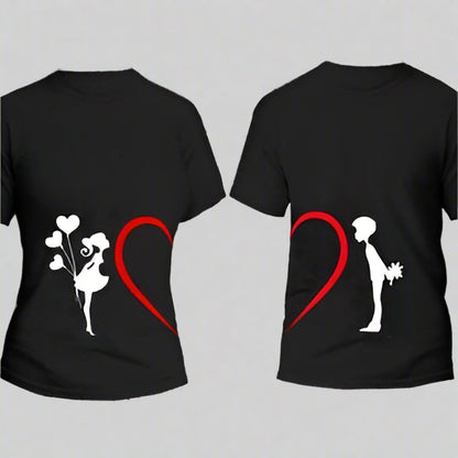 Matching Heart T-Shirts For Couple
